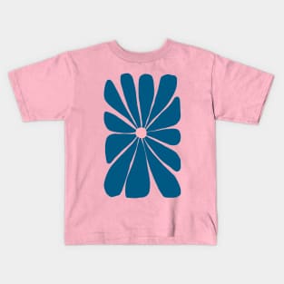 Blue, Pink Modern Flower Kids T-Shirt